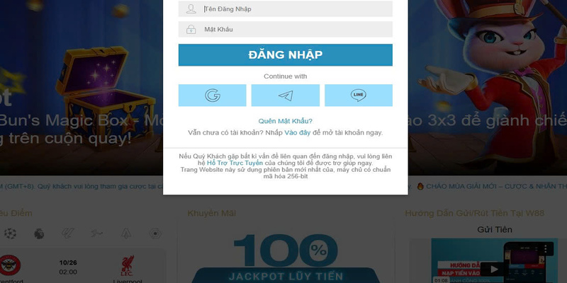 Tìm và bấm đúng ngay vào chữ đăng nhập